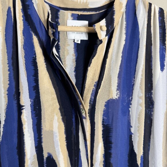 Misa Los Angeles Ulricha Striped Button Up Tiered Maxi Dress Women's Medium Blue - Picture 9 of 16